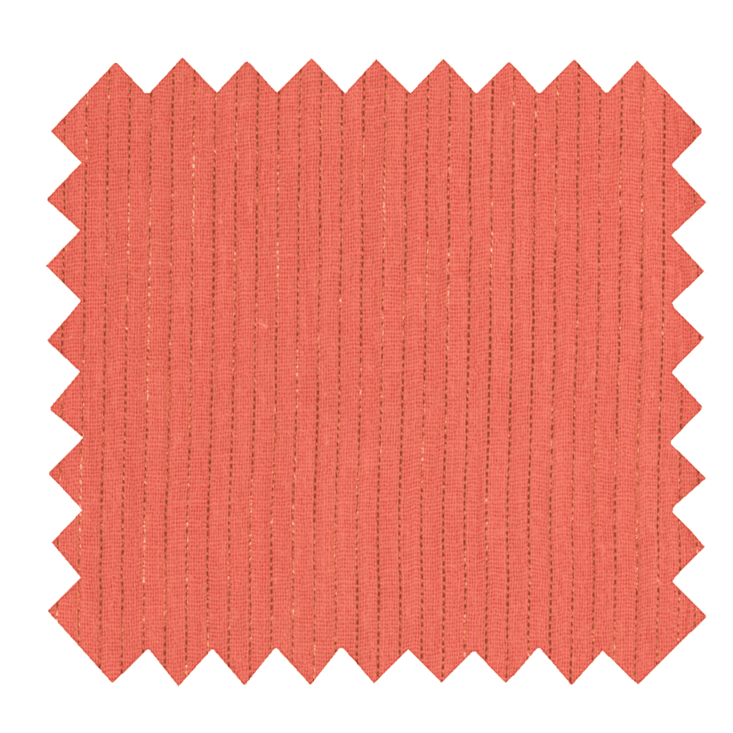 Cotton fabric coral lurex gauze