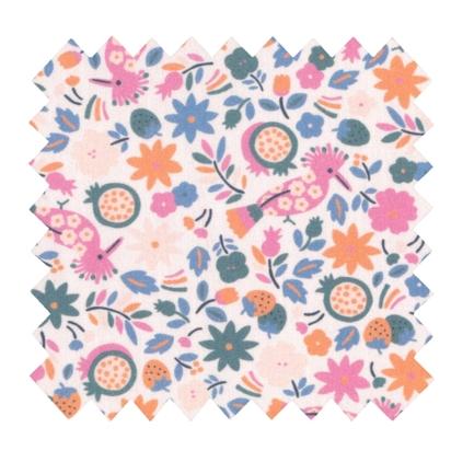 Cotton fabric ex2308 hoopoe with pink flowers