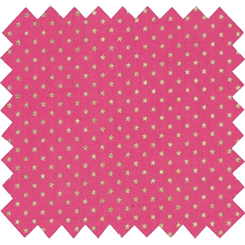 Cotton fabric fuchsia gold star