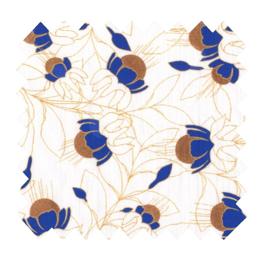 Cotton fabric ex2301 enchanted bells cobalt