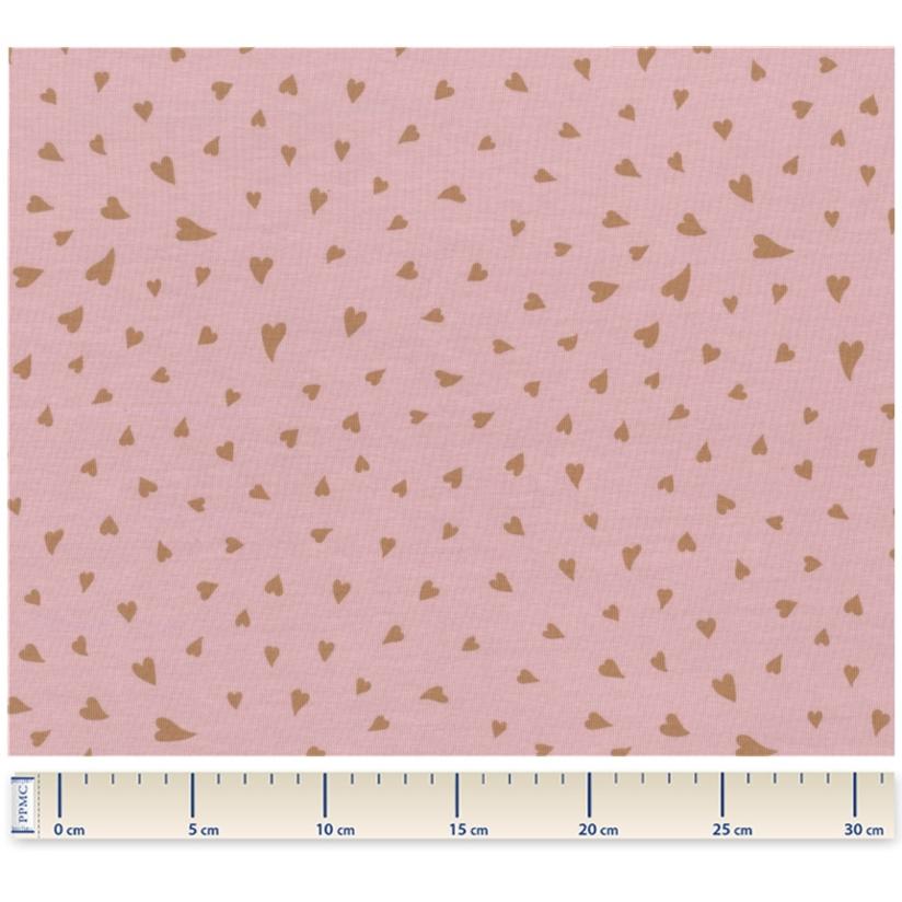 Jersey fabric caramel heart pink