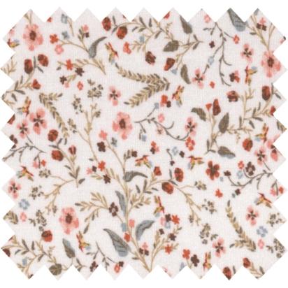 Jersey fabric terracotta and nude flowers