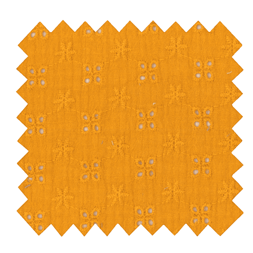 Cotton fabric gaze dentelle ocre