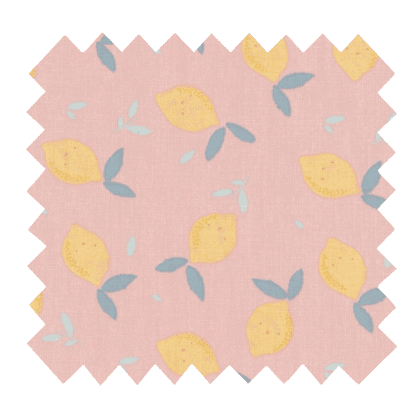 Cotton fabric pink yellow citrus