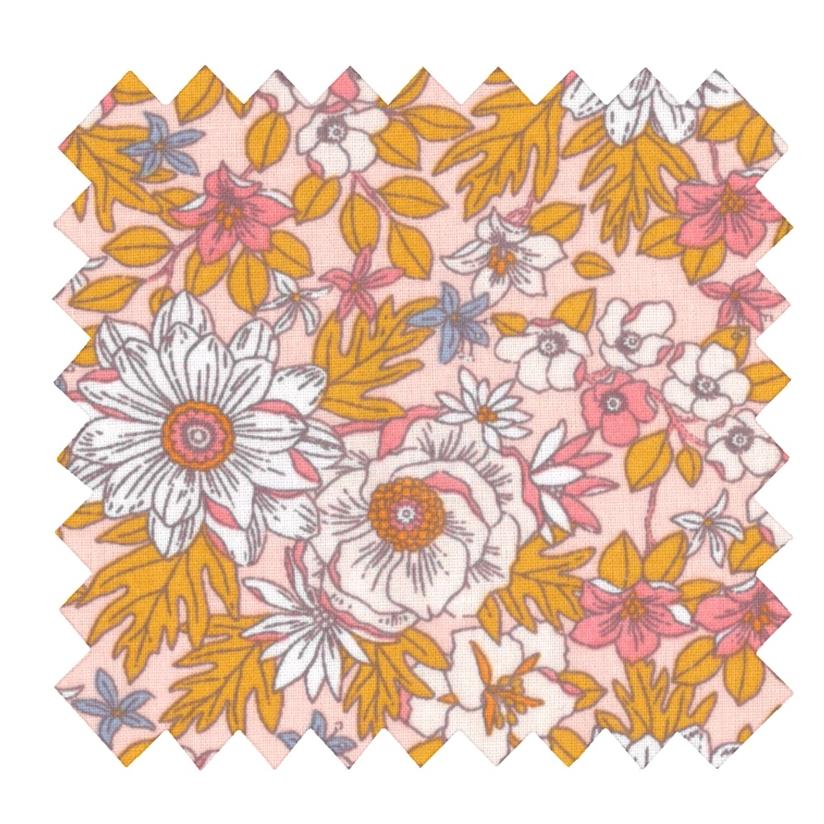 Cotton fabric ex2356 vintage floral mustard