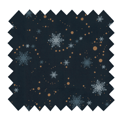 Cotton fabric flakes and copper dots navy