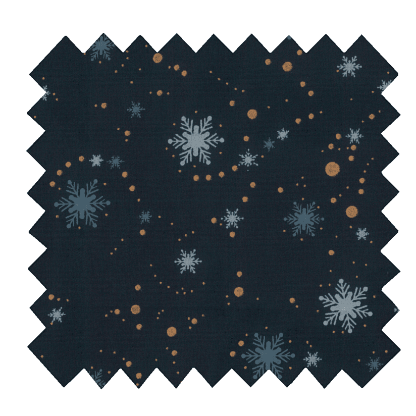 Cotton fabric flakes and copper dots navy