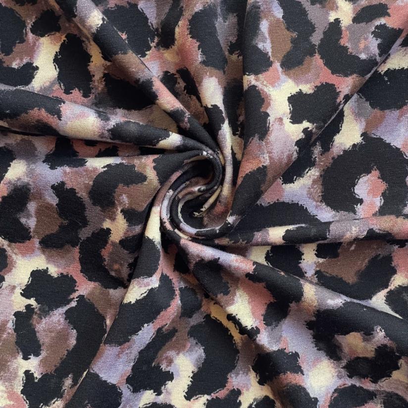 Jersey fabric watercolor leopard