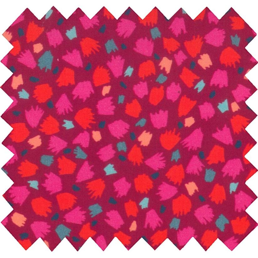 Cotton fabric pompons cerise