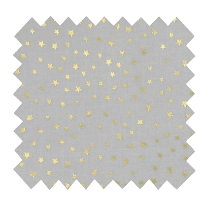 Cotton fabric grey gold star