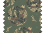 Cotton fabric ex2344 khaki gold flowered christmas balls