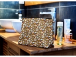 Cosmetic bag with flap cocoa pods