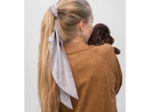 Long tail scrunchie gray copper triangle