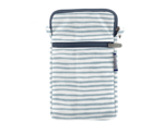 Quilted phone pocket striped blue gray glitter