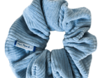 Scrunchie velours côtelé bleu