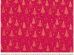 Cotton fabric ex2347 red gold star christmas trees