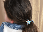 Pony-tail elastic hair star champêtre bleuté