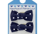 Small bows hair clips navy blue spots