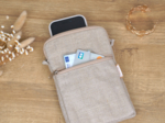 Quilted phone pocket golden linen
