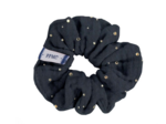 Small scrunchie gaze pois or marine
