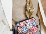 Mini Pleated clutch bag anémones rayées