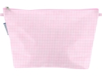 Cosmetic bag with flap pink gingham