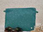 Coton clutch bag gaze pois or eucalyptus