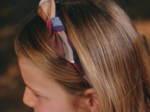 bow headband ruby lurex tartan