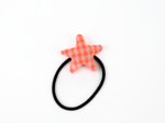 Pony-tail elastic hair star neon orange gingham