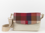 Flap of shoulder bag ruby lurex tartan