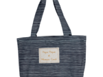 Foldable tote bag striped silver dark blue