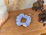 Mini Scrunchie gaze pois or bleu baltique