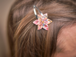 Star flower hairclip porcelaine rosée