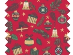 Fabric coupon ex2349 red gold christmas gifts