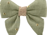Mini bow tie clip almond green with golden dots gauze