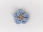Mini Flower petal hair slide gaze pois or bleu baltique