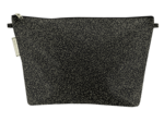 Cosmetic bag with flap glitter black
