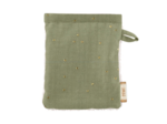 Make-up Remover Glove almond green with golden dots gauze
