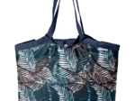 Pleated tote bag - Medium size feuillage marine