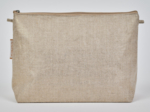 Cosmetic bag with flap golden linen