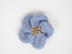 Flower petal hair slide small  gaze pois or bleu baltique
