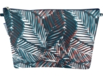 Cosmetic bag with flap feuillage marine