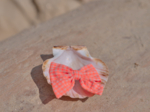 Bow tie hair slide neon orange gingham