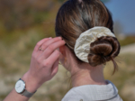 Scrunchie white sequined