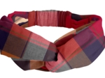 crossed headband ruby lurex tartan