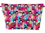 Cosmetic bag with flap kokeshis