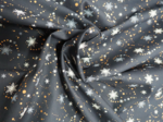 Cotton fabric flakes and copper dots navy