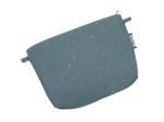 Tiny coton clutch bag gaze pois or bleu gris