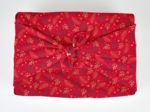 Furoshiki tall 73 x 73 ex2557 christmas mini holly foliage red gold