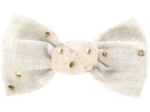 Small bow hair slide gaze pois or écru